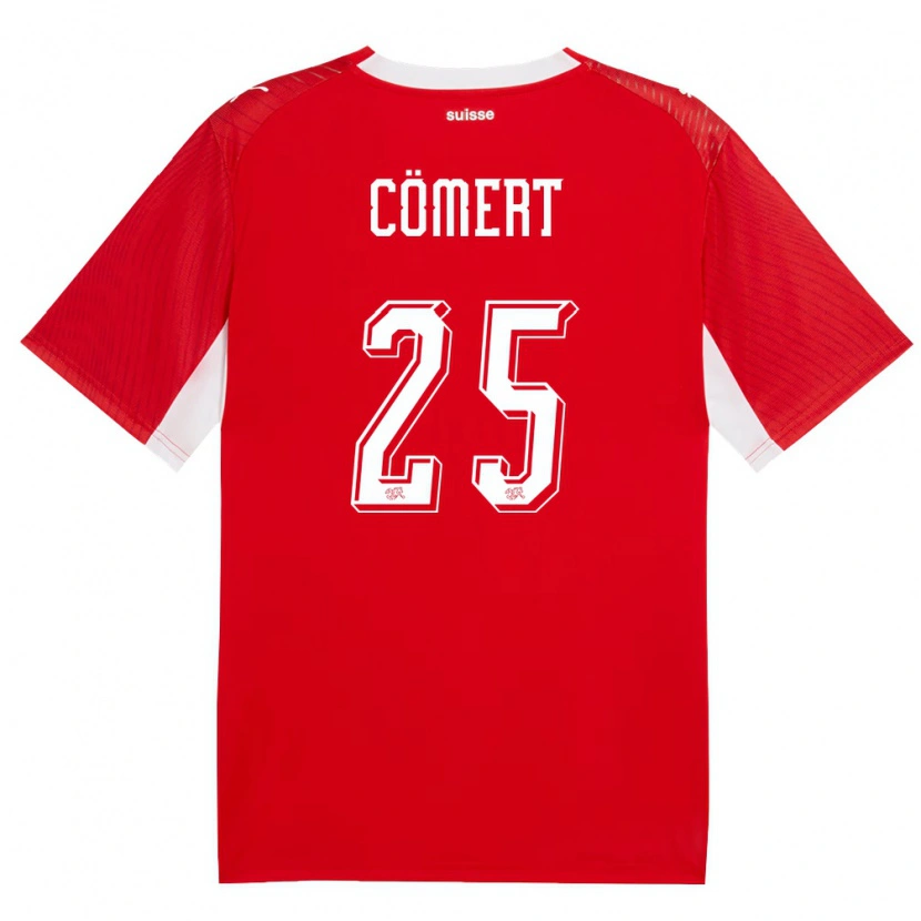 Danxen Dětské Švýcarsko Eray Comert #25 Červená Bílá Domů Hráčské Dresy 26-28 Dres