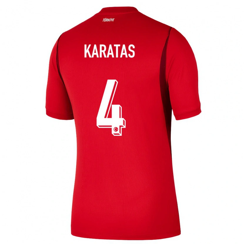 Danxen Dětské Turecko Eda Karataş #4 Červená Vínová Domů Hráčské Dresy 26-28 Dres