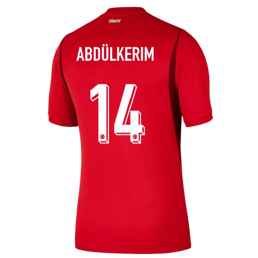 Danxen Dětské Turecko Abdülkerim Bardakcı #14 Červená Vínová Domů Hráčské Dresy 26-28 Dres