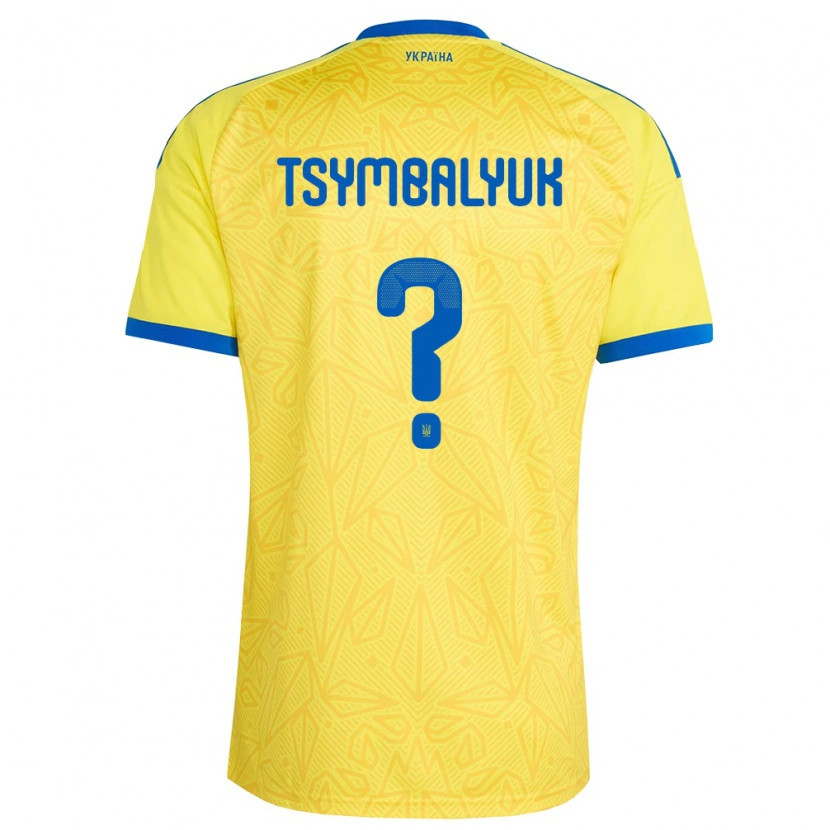 Danxen Dětské Ukrajina Maksym Tsymbalyuk #0 Žlutá Modrá Domů Hráčské Dresy 26-28 Dres