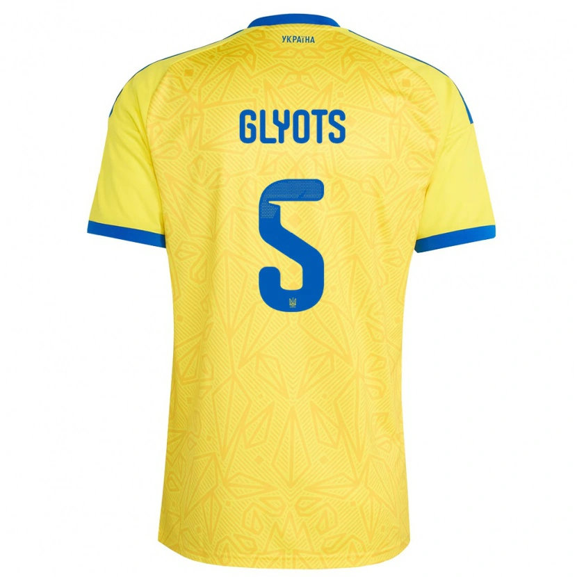 Danxen Dětské Ukrajina Svyatoslav Glyots #5 Žlutá Modrá Domů Hráčské Dresy 26-28 Dres