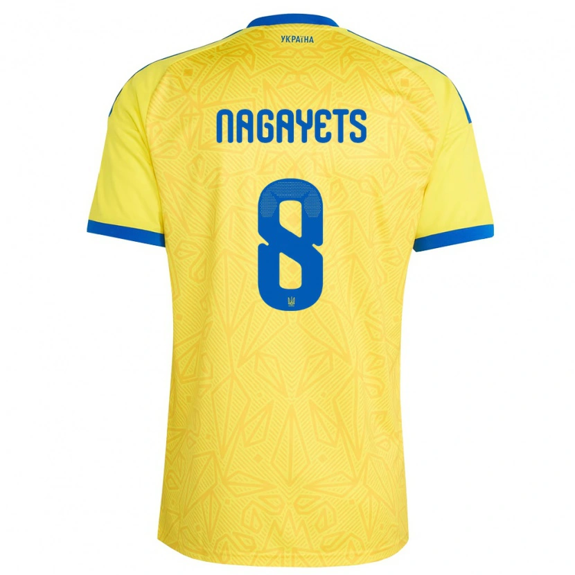Danxen Dětské Ukrajina Ivan Nagayets #8 Žlutá Modrá Domů Hráčské Dresy 26-28 Dres