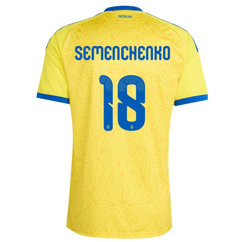 Danxen Dětské Ukrajina Arseniy Semenchenko #18 Žlutá Modrá Domů Hráčské Dresy 26-28 Dres