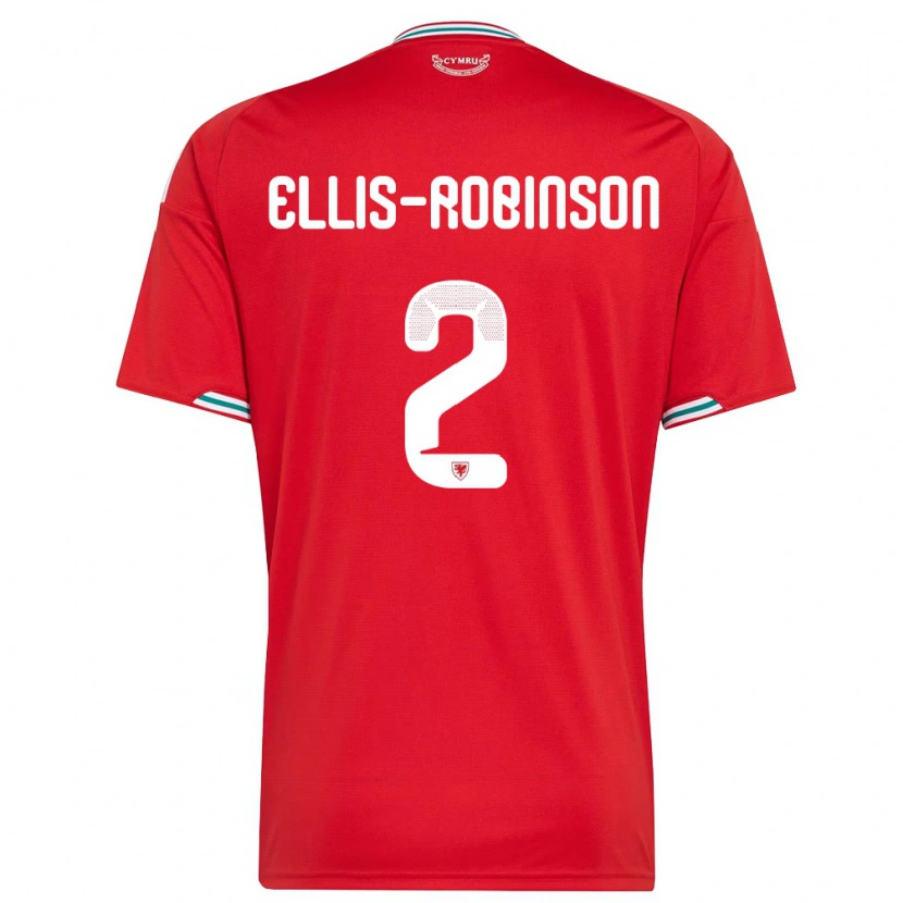 Danxen Dětské Wales Eddie Ellis-Robinson #2 Červená Bílá Zelená Domů Hráčské Dresy 26-28 Dres