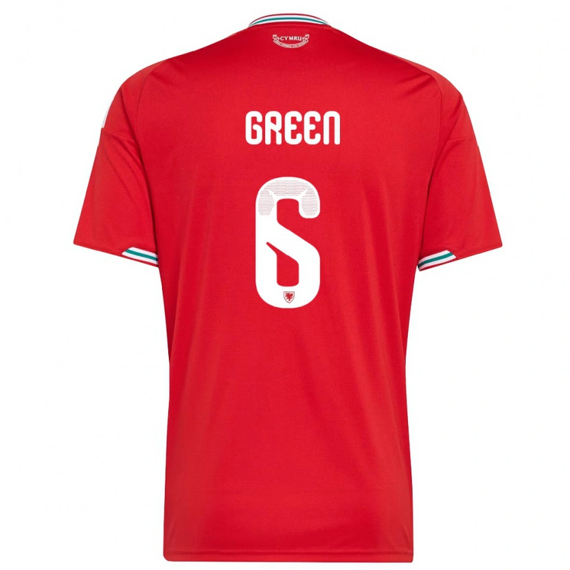 Danxen Dětské Wales Josephine Green #6 Červená Bílá Zelená Domů Hráčské Dresy 26-28 Dres