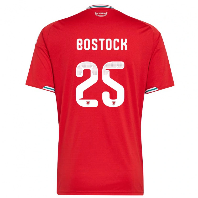 Danxen Dětské Wales Ollie Bostock #25 Červená Bílá Zelená Domů Hráčské Dresy 26-28 Dres