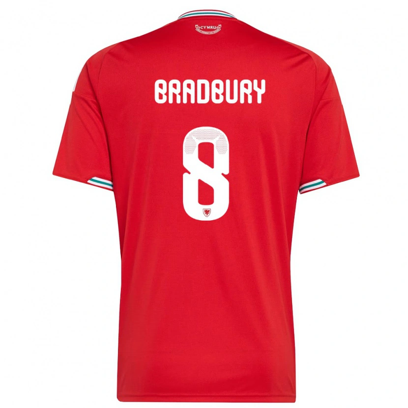 Danxen Dětské Wales Makenzie Bradbury #8 Červená Bílá Zelená Domů Hráčské Dresy 26-28 Dres