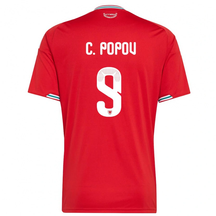 Danxen Dětské Wales Chris Popov #9 Červená Bílá Zelená Domů Hráčské Dresy 26-28 Dres