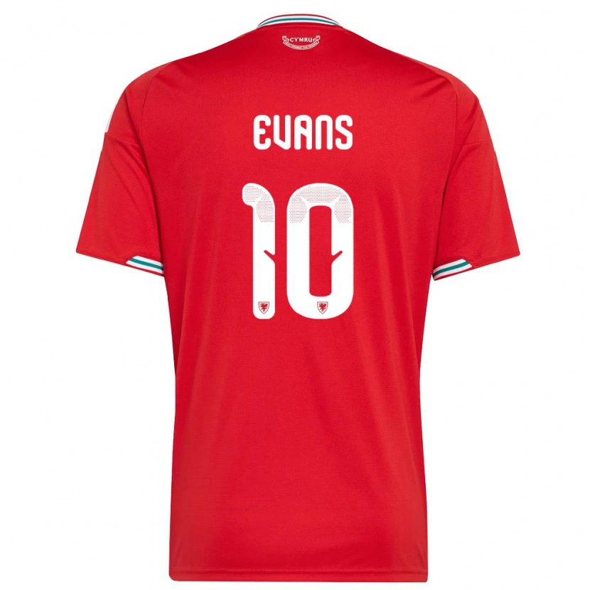 Danxen Dětské Wales Gruffydd Evans #10 Červená Bílá Zelená Domů Hráčské Dresy 26-28 Dres