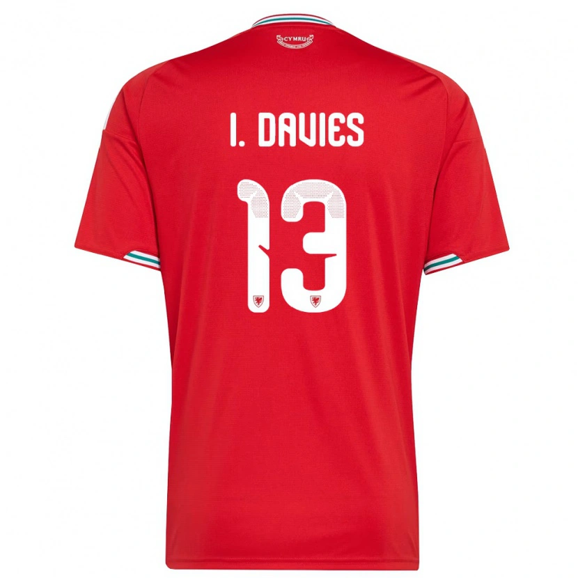 Danxen Dětské Wales Isaak Davies #13 Červená Bílá Zelená Domů Hráčské Dresy 26-28 Dres