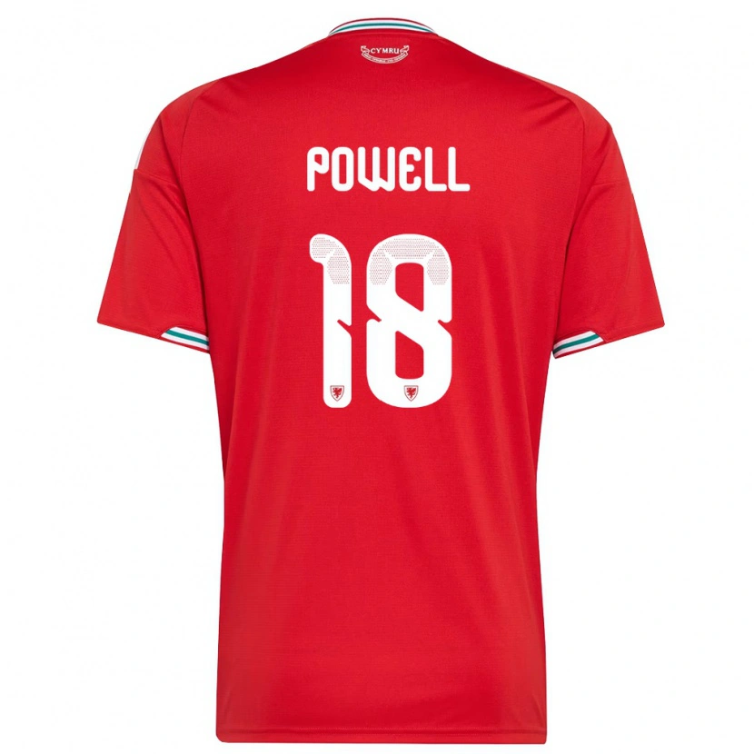 Danxen Dětské Wales Ella Powell #18 Červená Bílá Zelená Domů Hráčské Dresy 26-28 Dres