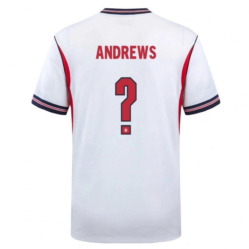 Danxen Dětské Anglie Ryan Andrews #0 Bílá Námořnická Červená Domů Hráčské Dresy 26-28 Dres