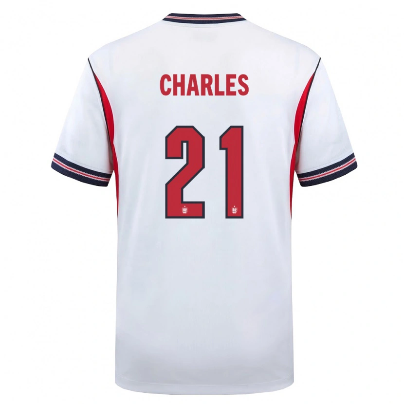 Danxen Dětské Anglie Niamh Charles #21 Bílá Námořnická Červená Domů Hráčské Dresy 26-28 Dres