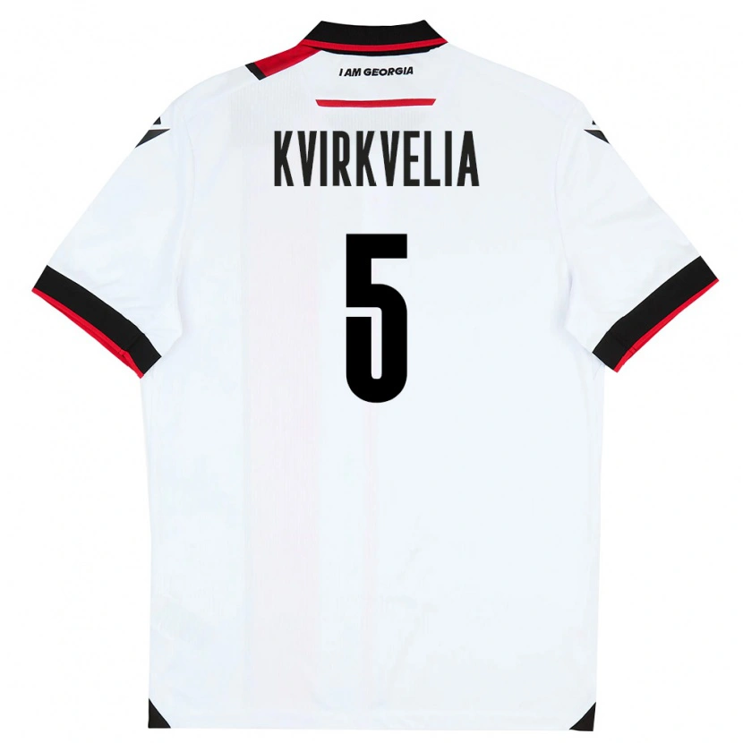 Danxen Dětské Georgia Solomon Kvirkvelia #5 Bílá Černá Červená Domů Hráčské Dresy 26-28 Dres