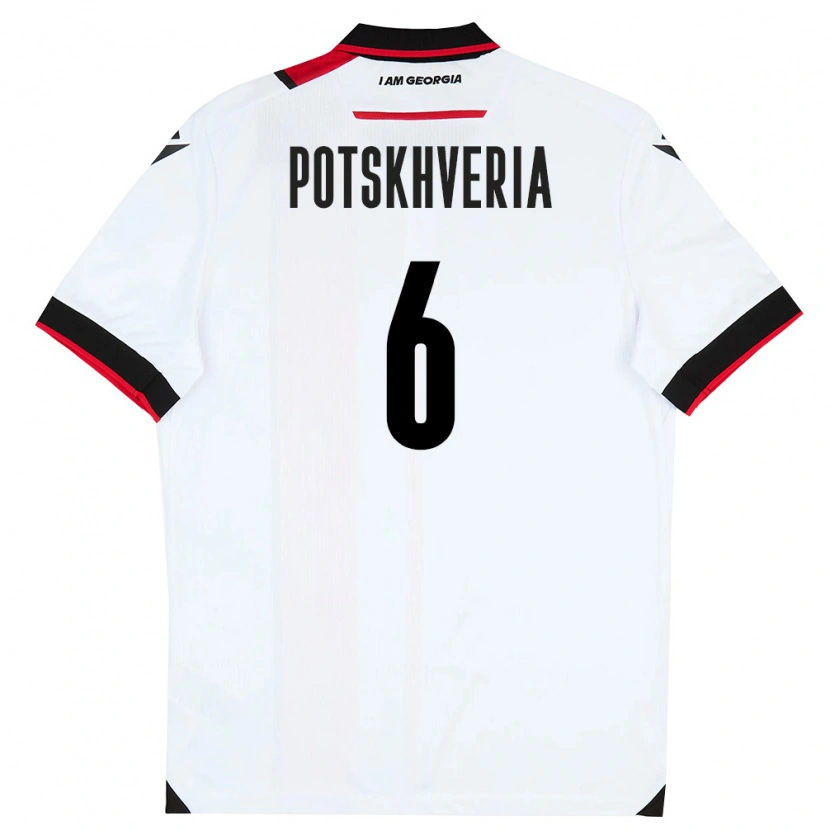 Danxen Dětské Georgia Andria Potskhveria #6 Bílá Černá Červená Domů Hráčské Dresy 26-28 Dres