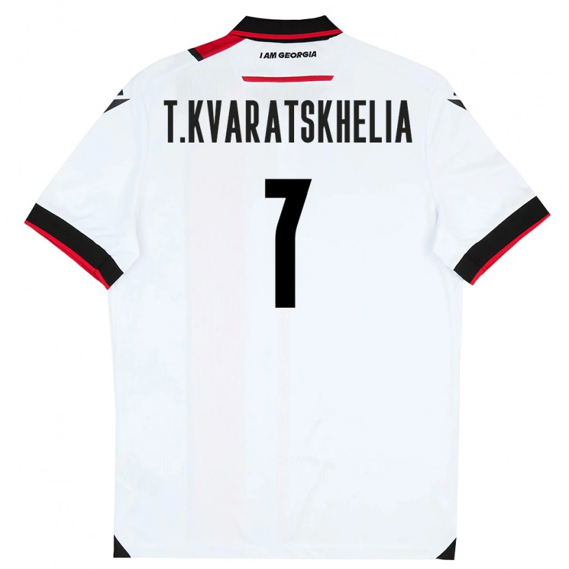 Danxen Dětské Georgia Tornike Kvaratskhelia #7 Bílá Černá Červená Domů Hráčské Dresy 26-28 Dres
