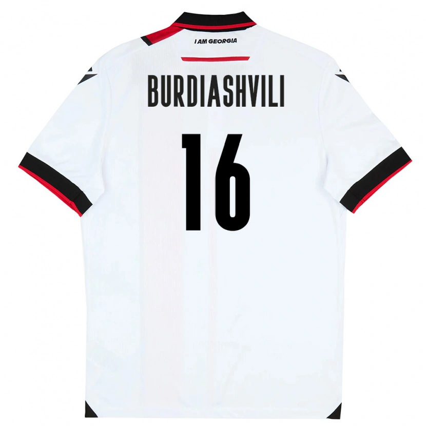 Danxen Dětské Georgia Beka Burdiashvili #16 Bílá Černá Červená Domů Hráčské Dresy 26-28 Dres