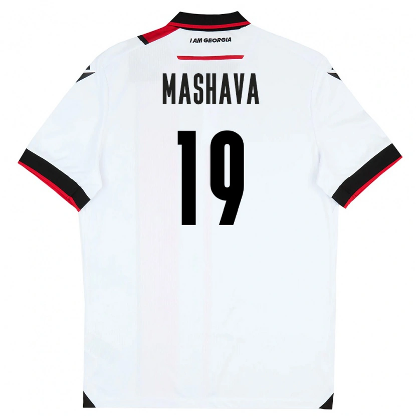 Danxen Dětské Georgia Avtandil Mashava #19 Bílá Černá Červená Domů Hráčské Dresy 26-28 Dres