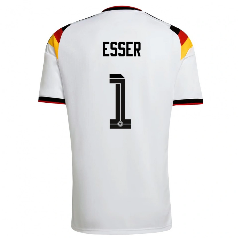 Danxen Dětské Německo Jacob Esser #1 Bílá Černá Červená Domů Hráčské Dresy 26-28 Dres