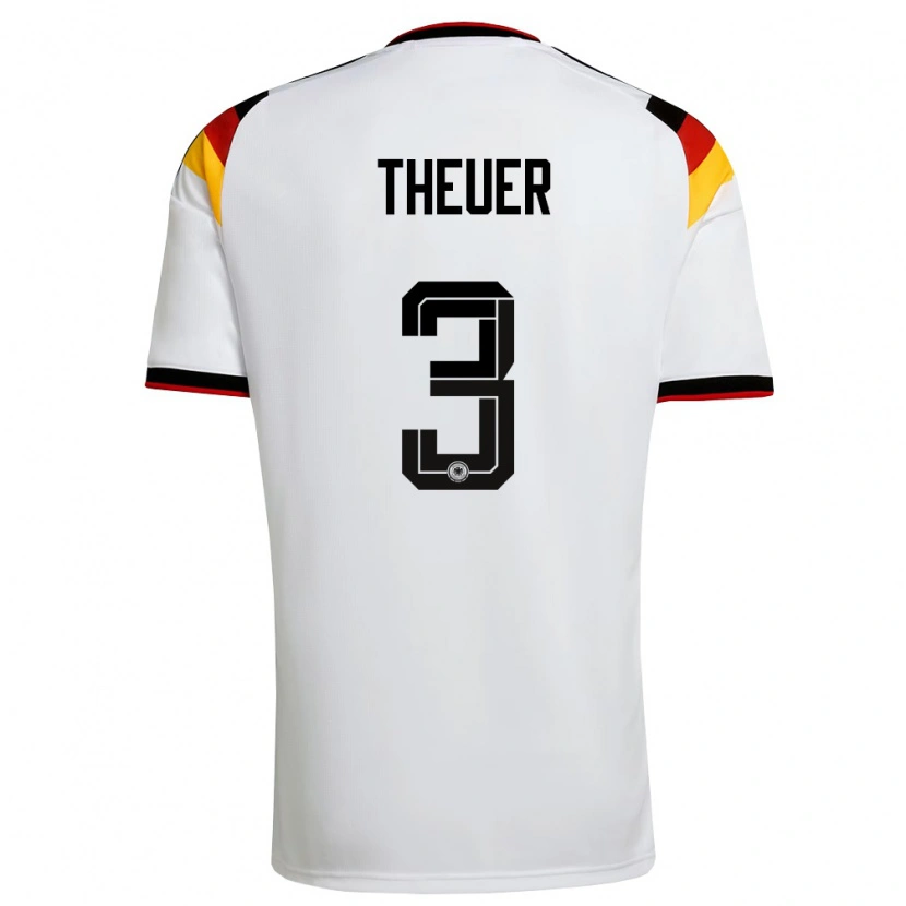 Danxen Dětské Německo Maximilian Theuer #3 Bílá Černá Červená Domů Hráčské Dresy 26-28 Dres