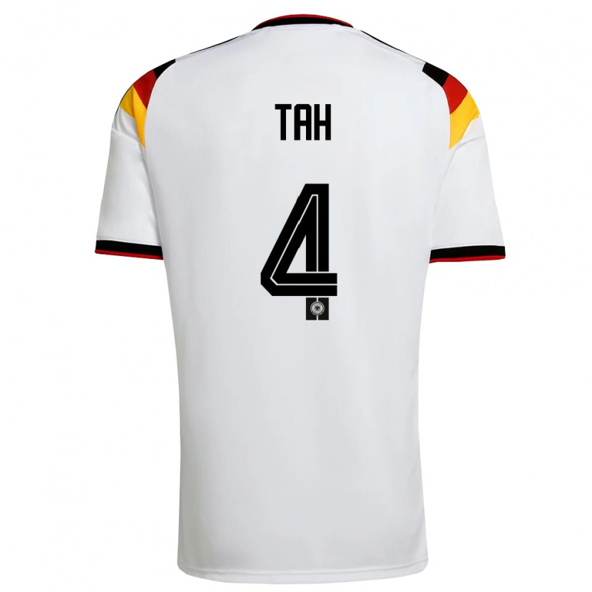Danxen Dětské Německo Jonathan Tah #4 Bílá Černá Červená Domů Hráčské Dresy 26-28 Dres