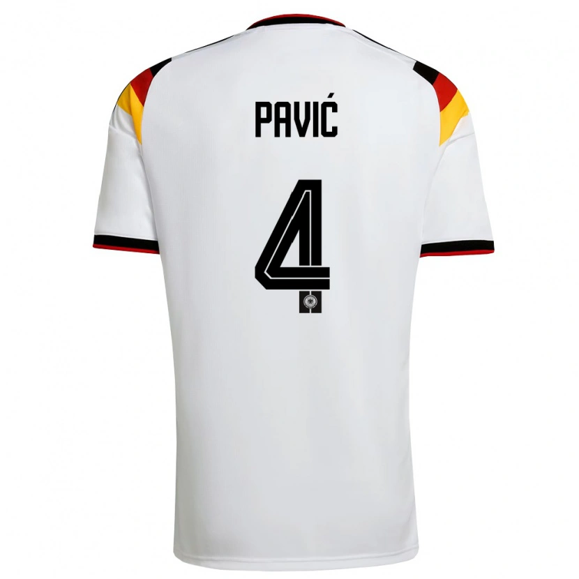 Danxen Dětské Německo Filip Pavić #4 Bílá Černá Červená Domů Hráčské Dresy 26-28 Dres