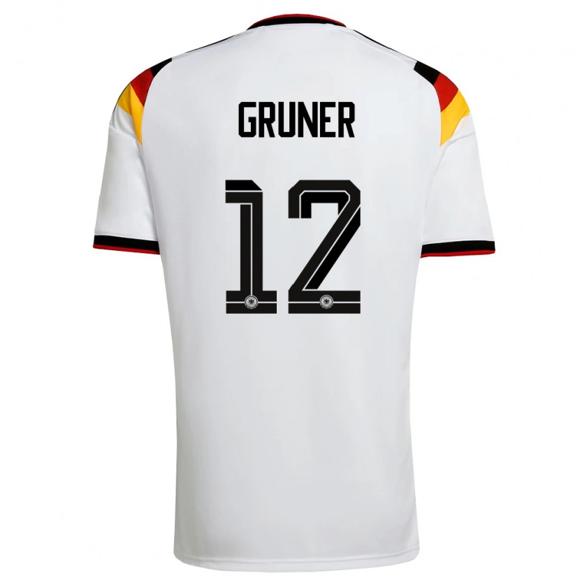Danxen Dětské Německo Paul Gruner #12 Bílá Černá Červená Domů Hráčské Dresy 26-28 Dres