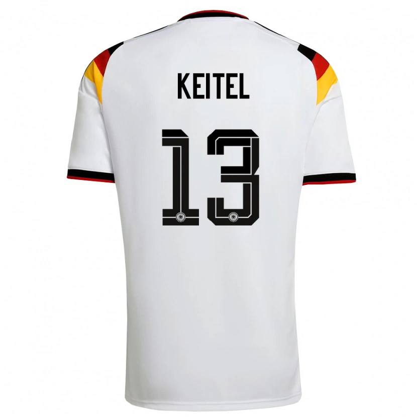 Danxen Dětské Německo Yannik Keitel #13 Bílá Černá Červená Domů Hráčské Dresy 26-28 Dres