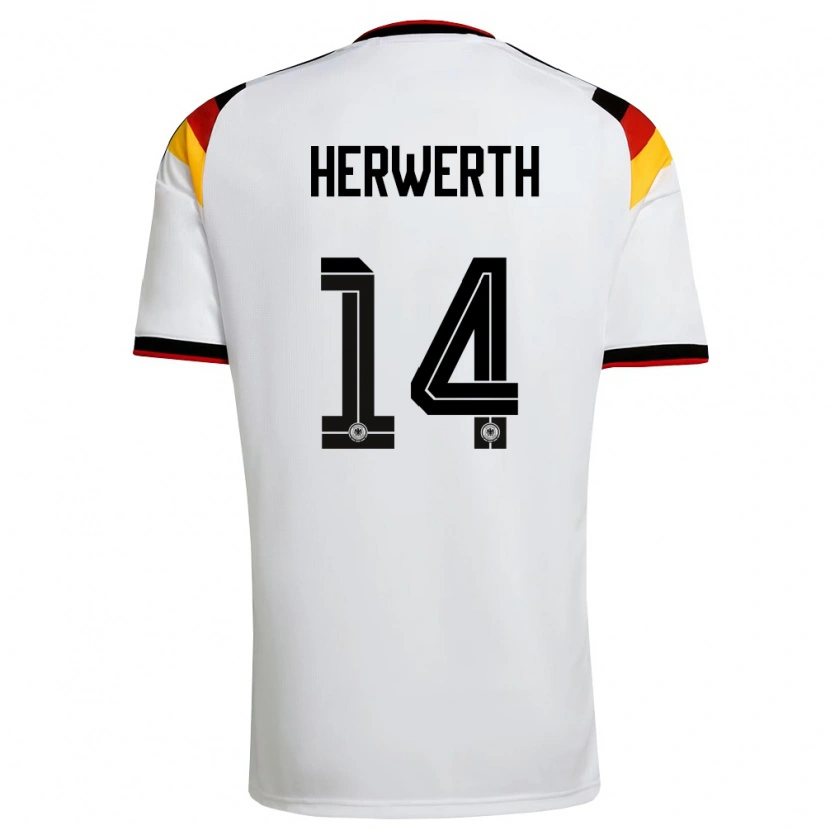 Danxen Dětské Německo Maximilian Herwerth #14 Bílá Černá Červená Domů Hráčské Dresy 26-28 Dres