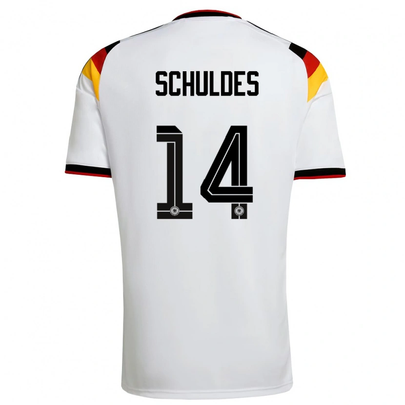 Danxen Dětské Německo Jamie Schuldes #14 Bílá Černá Červená Domů Hráčské Dresy 26-28 Dres