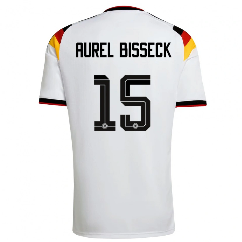 Danxen Dětské Německo Yann Aurel Bisseck #15 Bílá Černá Červená Domů Hráčské Dresy 26-28 Dres