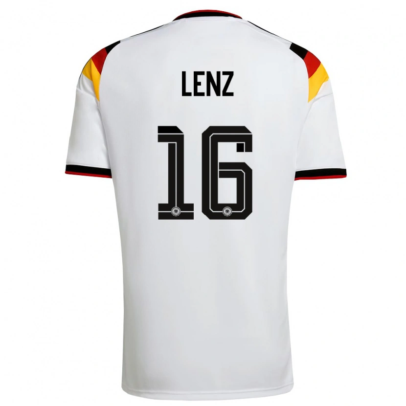 Danxen Dětské Německo Cajetan Lenz #16 Bílá Černá Červená Domů Hráčské Dresy 26-28 Dres