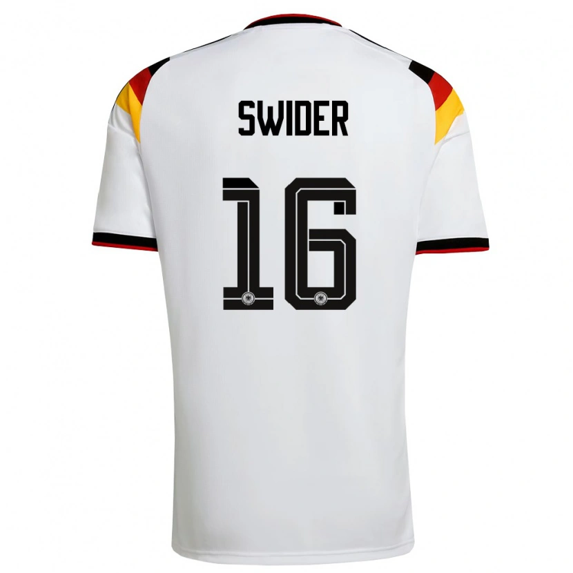 Danxen Dětské Německo Niklas Swider #16 Bílá Černá Červená Domů Hráčské Dresy 26-28 Dres