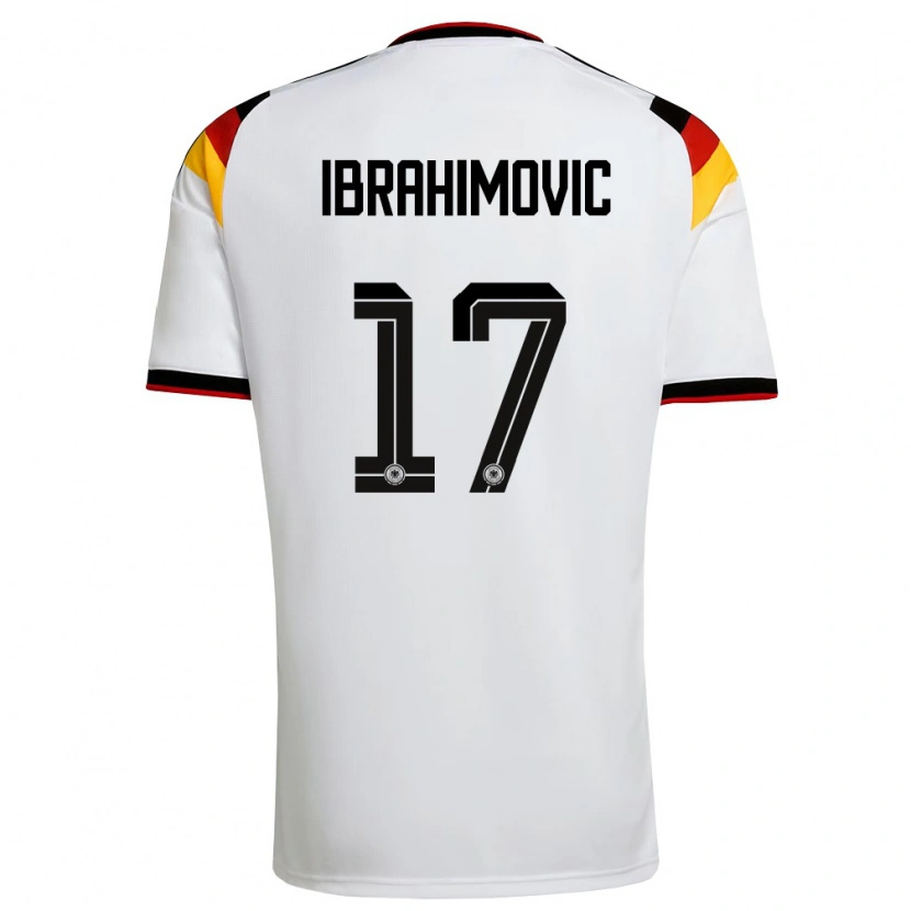Danxen Dětské Německo Arijon Ibrahimovic #17 Bílá Černá Červená Domů Hráčské Dresy 26-28 Dres
