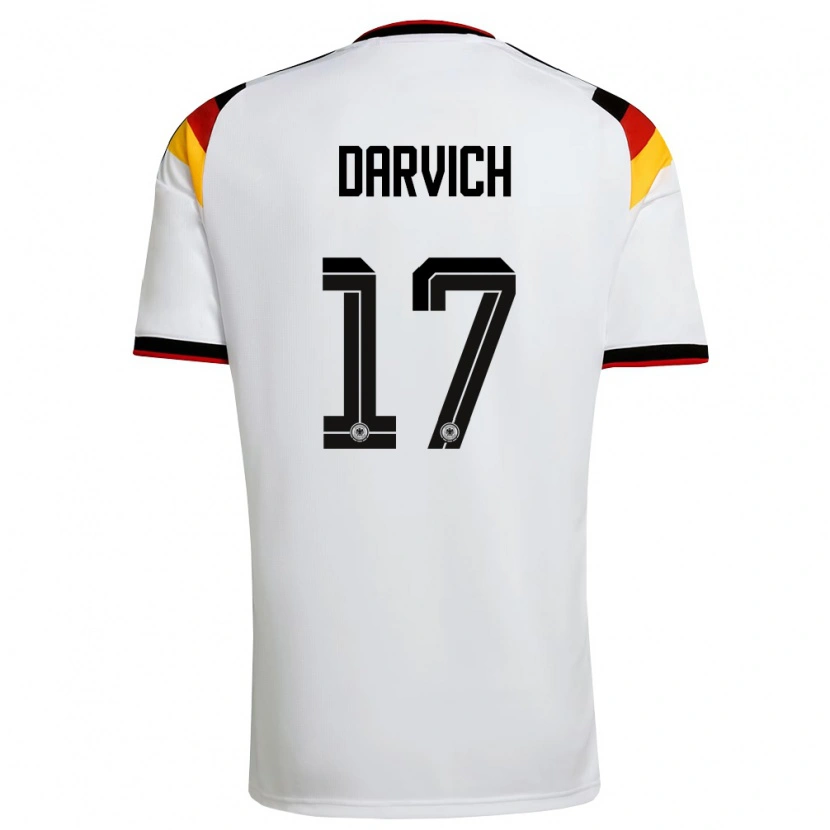 Danxen Dětské Německo Noah Darvich #17 Bílá Černá Červená Domů Hráčské Dresy 26-28 Dres