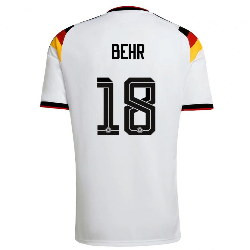 Danxen Dětské Německo Niklas Behr #18 Bílá Černá Červená Domů Hráčské Dresy 26-28 Dres