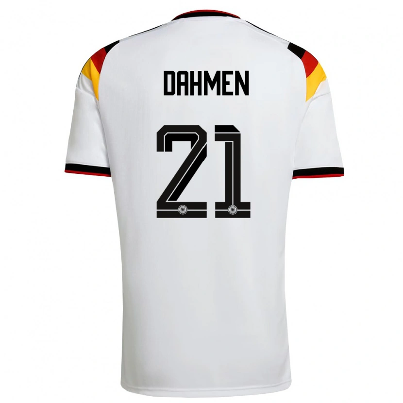 Danxen Dětské Německo Finn Dahmen #21 Bílá Černá Červená Domů Hráčské Dresy 26-28 Dres