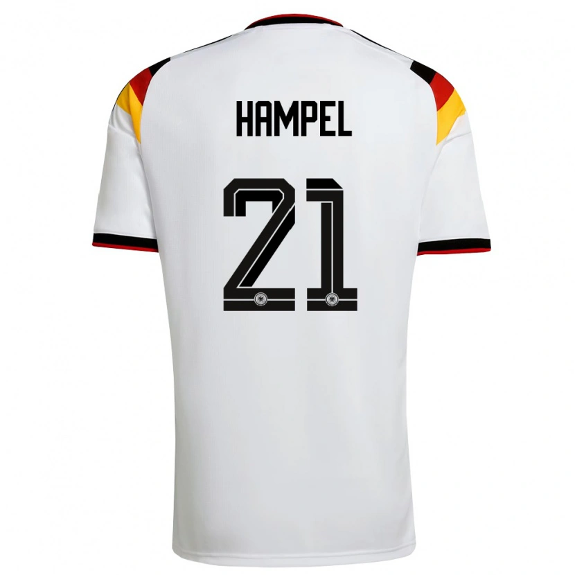 Danxen Dětské Německo Luca Hampel #21 Bílá Černá Červená Domů Hráčské Dresy 26-28 Dres