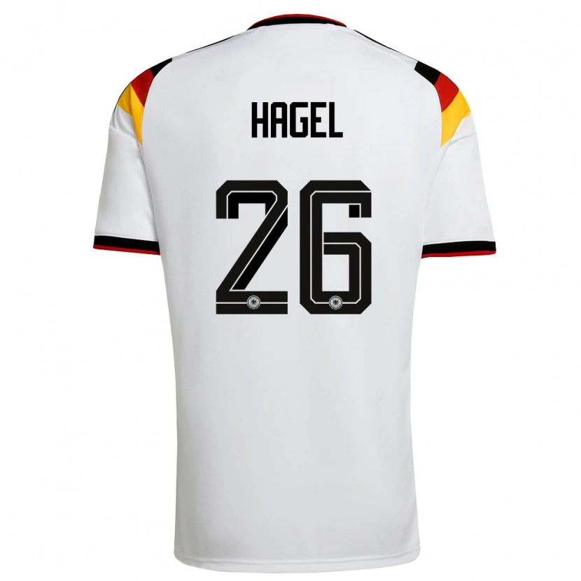 Danxen Dětské Německo Chantal Hagel #26 Bílá Černá Červená Domů Hráčské Dresy 26-28 Dres