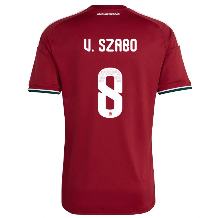 Danxen Dětské Maďarsko Viktória Szabó #8 Červená Bílá Zelená Domů Hráčské Dresy 26-28 Dres