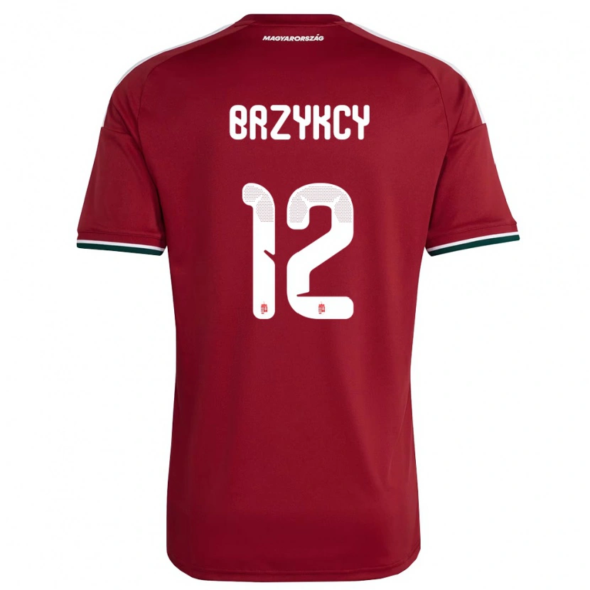 Danxen Dětské Maďarsko Lauren Brzykcy #12 Červená Bílá Zelená Domů Hráčské Dresy 26-28 Dres