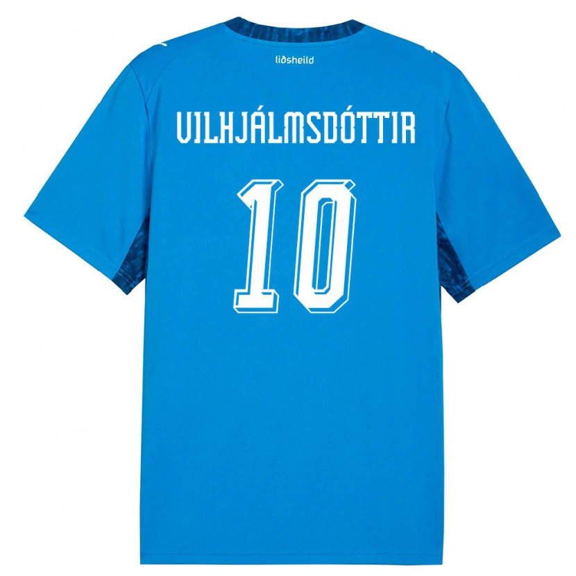 Danxen Dětské Island Karólína Lea Vilhjálmsdóttir #10 Modrá Námořnická Domů Hráčské Dresy 26-28 Dres