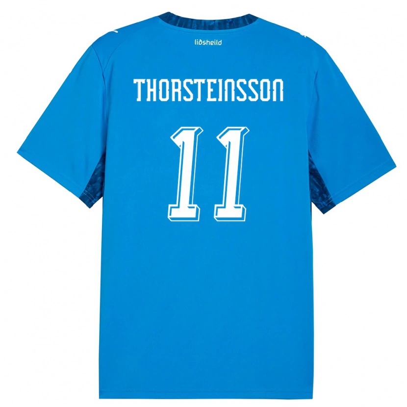Danxen Dětské Island Jón Dagur Thorsteinsson #11 Modrá Námořnická Domů Hráčské Dresy 26-28 Dres