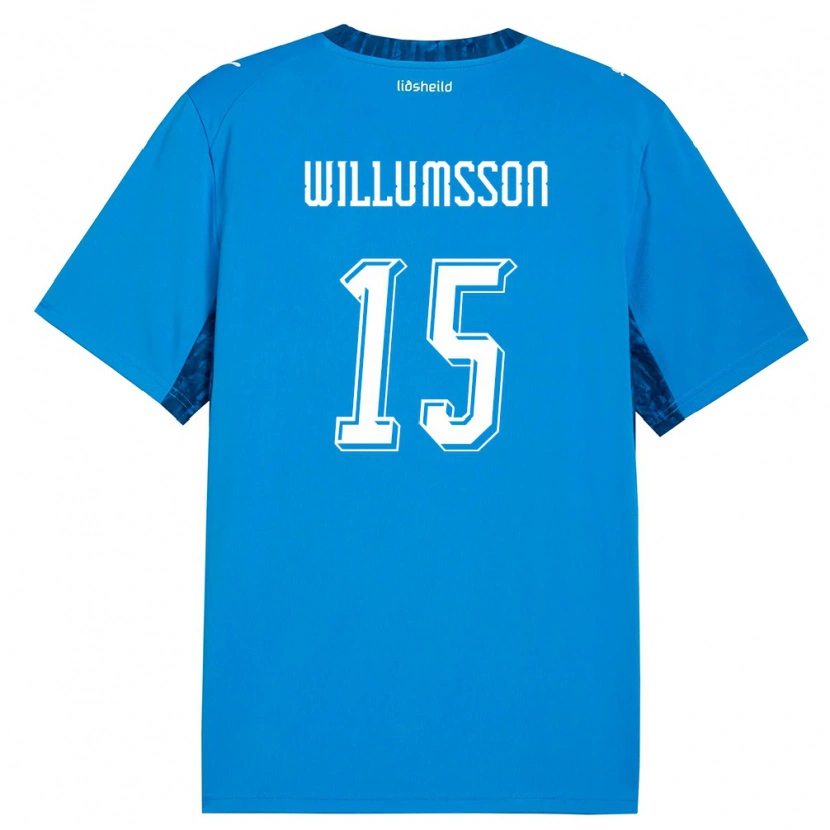 Danxen Dětské Island Willum Thór Willumsson #15 Modrá Námořnická Domů Hráčské Dresy 26-28 Dres