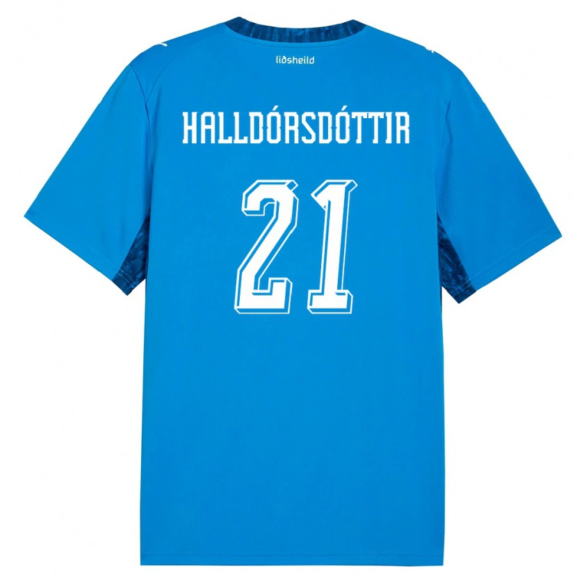 Danxen Dětské Island Hafrún Rakel Halldórsdóttir #21 Modrá Námořnická Domů Hráčské Dresy 26-28 Dres