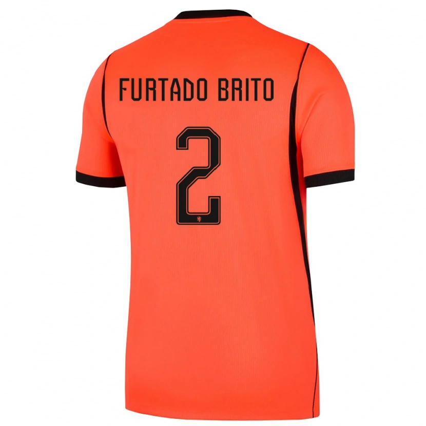 Danxen Dětské Nizozemsko Dinaylo Furtado Brito #2 Oranžová Černá Domů Hráčské Dresy 26-28 Dres