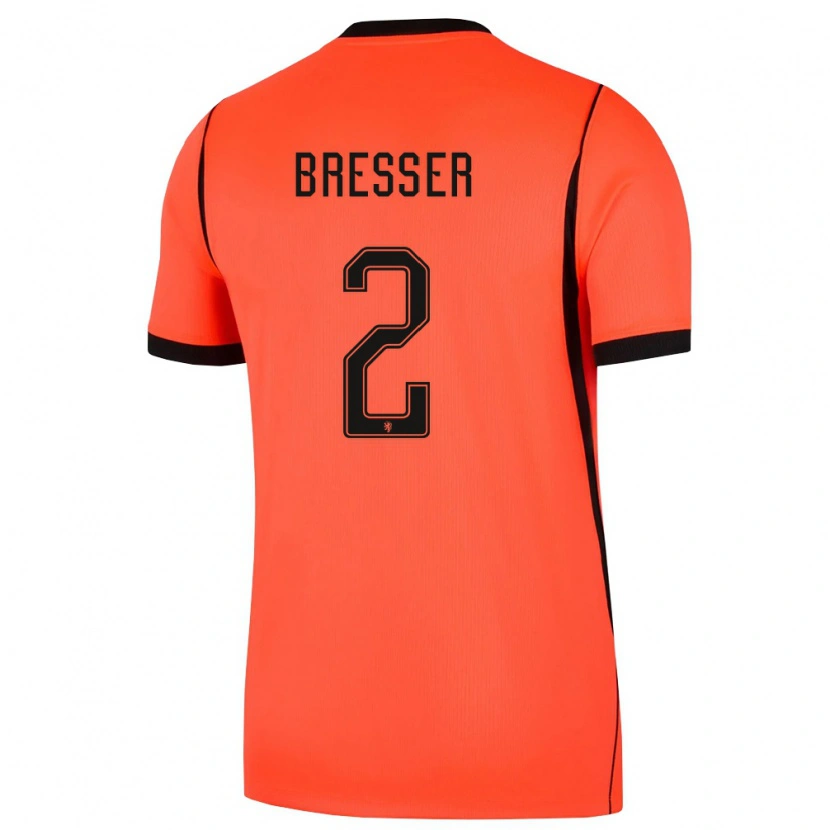Danxen Dětské Nizozemsko Michael Bresser #2 Oranžová Černá Domů Hráčské Dresy 26-28 Dres