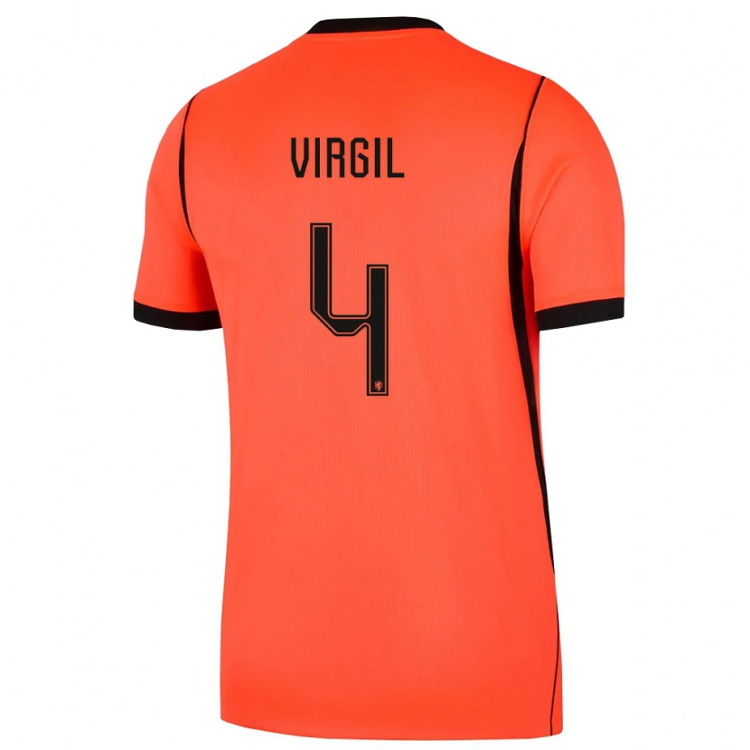 Danxen Dětské Nizozemsko Virgil Van Dijk #4 Oranžová Černá Domů Hráčské Dresy 26-28 Dres