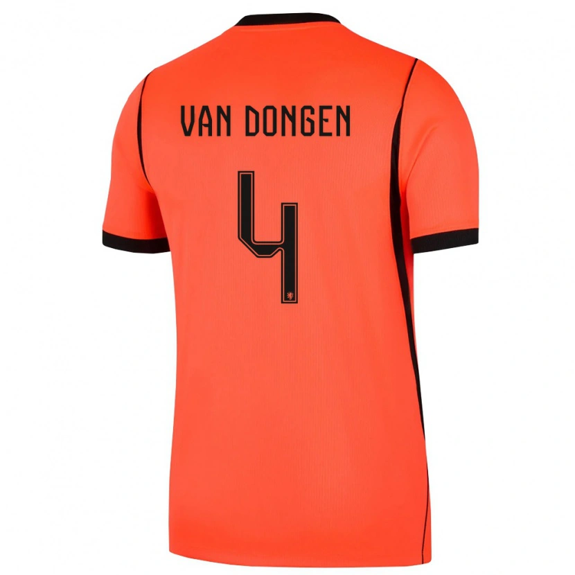 Danxen Dětské Nizozemsko Merel Van Dongen #4 Oranžová Černá Domů Hráčské Dresy 26-28 Dres