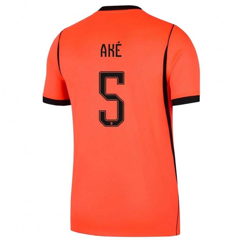Danxen Dětské Nizozemsko Nathan Aké #5 Oranžová Černá Domů Hráčské Dresy 26-28 Dres